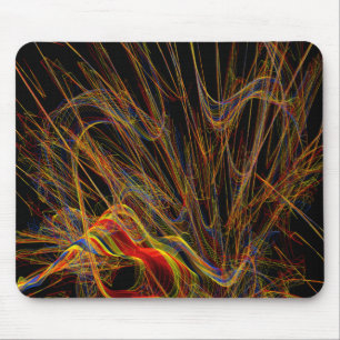 Tapis de souris spirales rouges, jaunes et bleues
