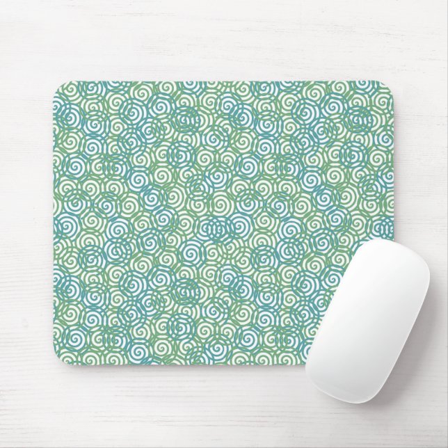 Tapis De Souris Spirales Vert Bleu (Avec souris)