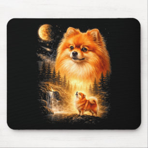 Tapis De Souris Spitz Nain Hurleur à la Lune Vintage Mystique Fais