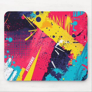 Tapis De Souris Splash couleur Abstrait dans le style comique rétr