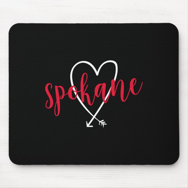 Tapis De Souris Spokane Washington Amour Cœur Style d'écriture man (Devant)