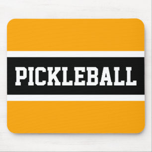 Tapis De Souris Sportbloc PICKLEBALL Texte Yellow Black Stripes