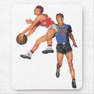 Tapis De Souris Sports Anciens, Joueurs de Basket-ball dans un Mat