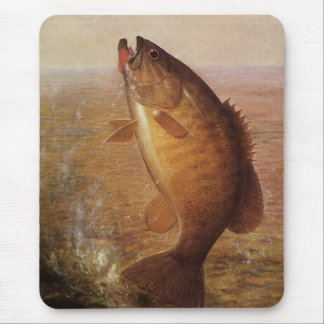 Tapis De Souris Sports vintages Pêche, Poisson Brown à grande bouc