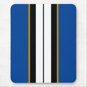 Tapis De Souris Sporty Blue Black White Vertical Racing Stripes