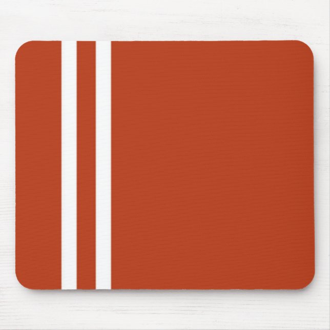 Tapis De Souris Sporty Orange et Double Bande Blanche (Devant)