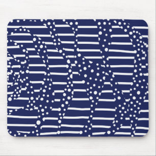 Tapis De Souris Spots et bandes 2 - Bleu et Blanc