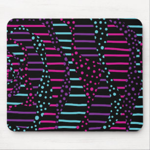 Tapis De Souris Spots et rayures 2 - rose, pourpre, bleu et noir