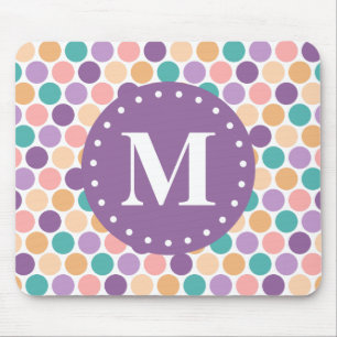 Tapis De Souris Spring Pastel Motif Pois avec Monogram