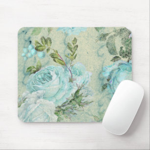 TAPIS DE SOURIS SPRING VINTAGE BLUE ROSE MOUSE PAD
