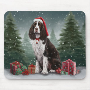 Tapis De Souris Springer Spaniel Chien dans la neige Noël