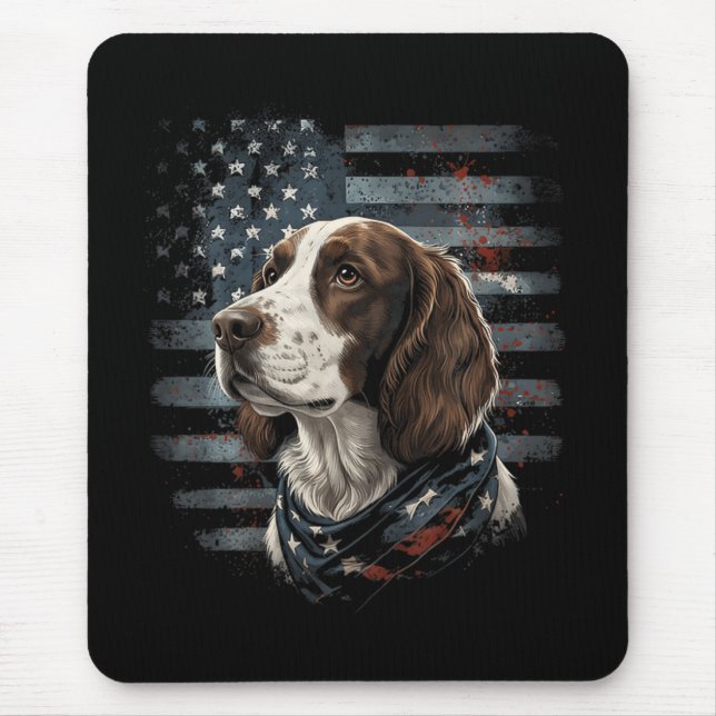 Tapis De Souris Springer Spaniel Chien Drapeau Américain (Devant)