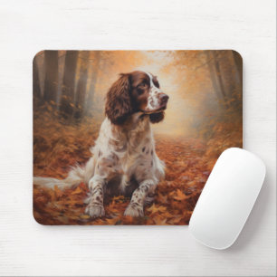 Tapis De Souris Springer Spaniel dans les feuilles d'automne qui t