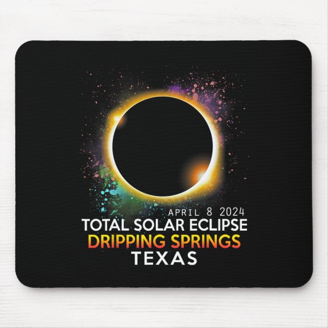 Tapis De Souris Springs Texas Totalité Total Solaire Eclipse 2024 (Devant)