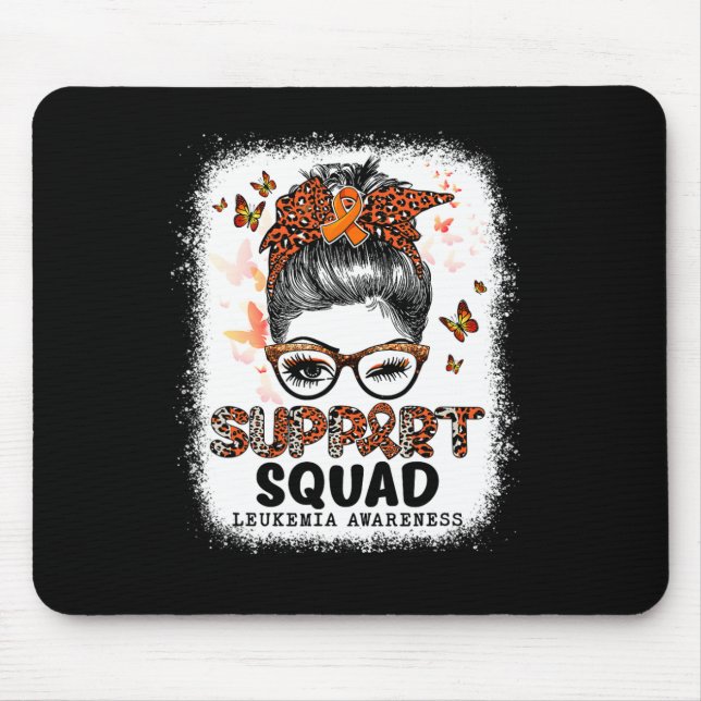Tapis De Souris Squad Messy Bun Butterfly Orange Ribbon Leukemia (Devant)