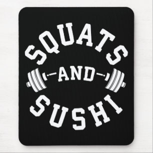 Tapis De Souris Squats et sushis - Carbs and Leg Day - Funny Gym