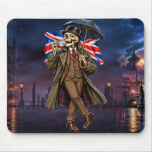 Squelette britannique Londres Pluie Thé Union Jack