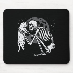 Tapis De Souris Squelette Chat Crâne Kitty Cute Goth Halloween Men
