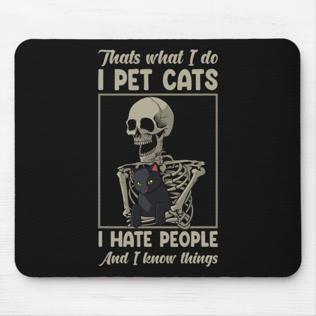Tapis De Souris Squelette Chat Kitten Lover Grumpy Crâne Kitty Pet (Devant)