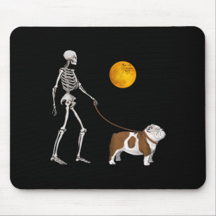 Tapis De Souris Squelette de Bouledogue Anglais promenant pour Hal
