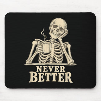Tapis De Souris Squelette de café drôle gothique Halloween caféine
