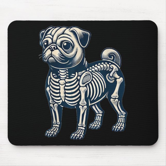 Tapis De Souris Squelette de Carlin Halloween (Devant)