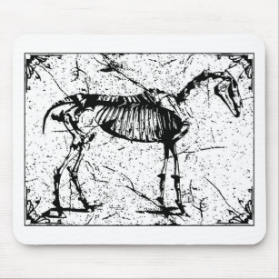 Tapis De Souris Squelette de cheval noir et blanc