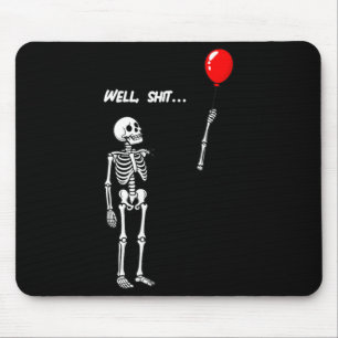 Tapis De Souris Squelette de Femme a Perdu un Ballon Humour Noir D