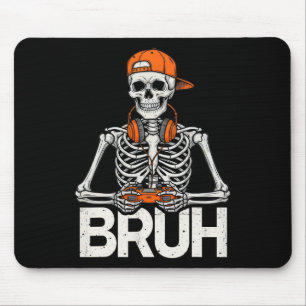 Tapis De Souris Squelette de gamer Bruh Halloween manette de jeu v