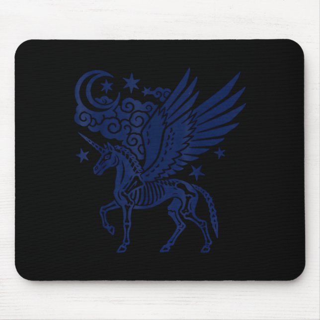 Tapis De Souris squelette de licorne halloween gothique effrayant  (Devant)