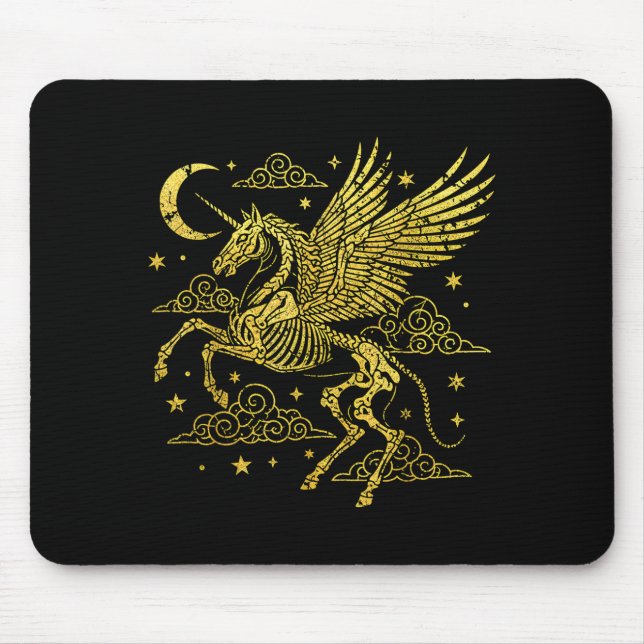 Tapis De Souris Squelette de licorne halloween gothique effrayant  (Devant)
