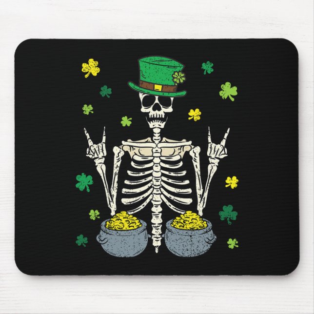Tapis De Souris Squelette de lutin Saint-Patrick Fête du Trèfle Cl (Devant)