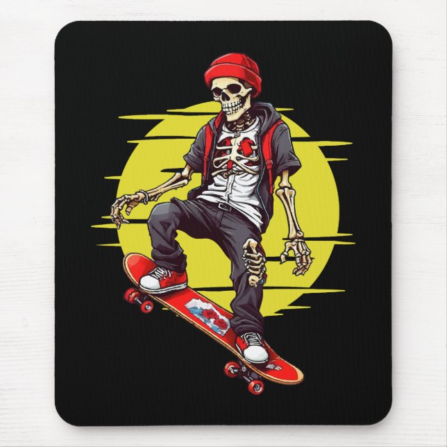 Tapis De Souris Squelette de skateboard (Devant)