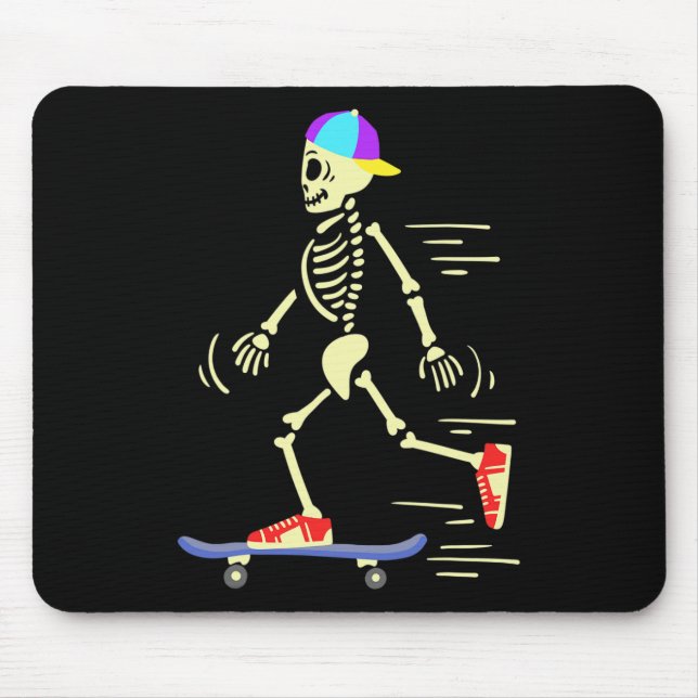 Tapis De Souris Squelette de skateboard faisant du skateboard  (Devant)