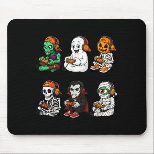 Tapis De Souris Squelette d'Halloween, joueur zombie de jeu vidéo