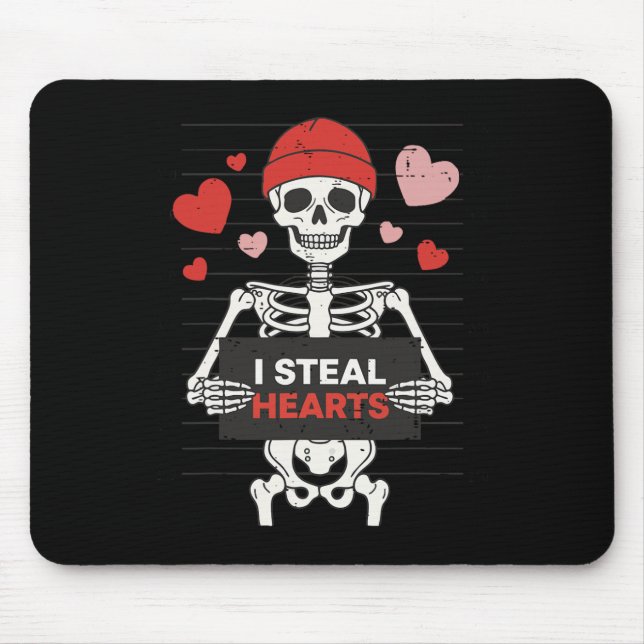 Tapis De Souris Squelette Drôle De La Saint-Valentin Je Vole Des C (Devant)