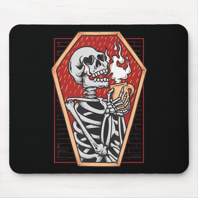 Tapis De Souris Squelette gothique dans Coffin Mall Goth Halloween (Devant)