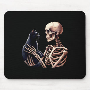 Tapis De Souris Squelette Jouer Avec Un Chat Graphique Crâne Love
