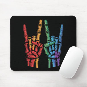 Tapis De Souris Squelette Main de Rock Drapeau Arc-en-ciel LGBTQ F