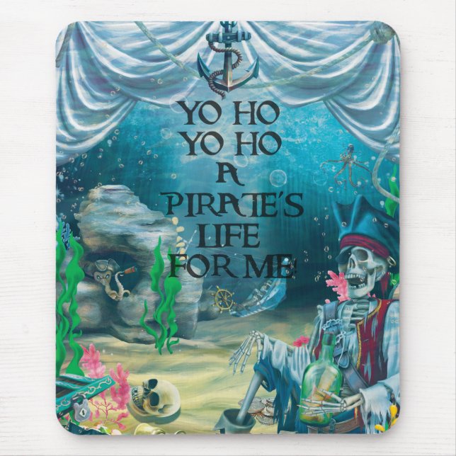 Tapis De Souris Squelette pirate Trésor sous la mer (Devant)
