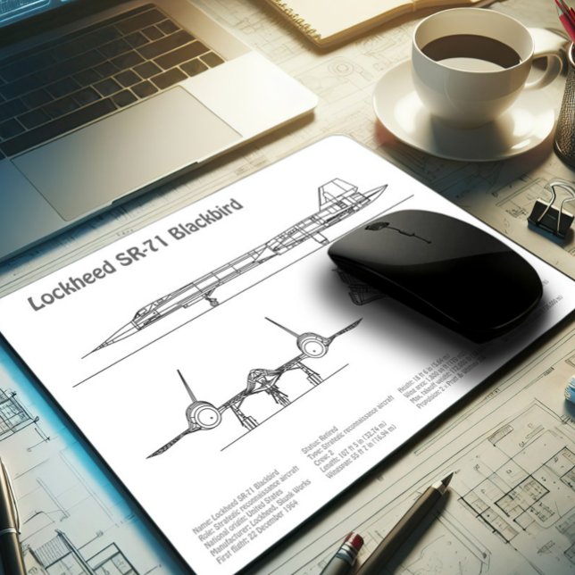 Tapis De Souris SR-71 Blackbird - Plan directeur de l'avion BD (Créateur téléchargé)