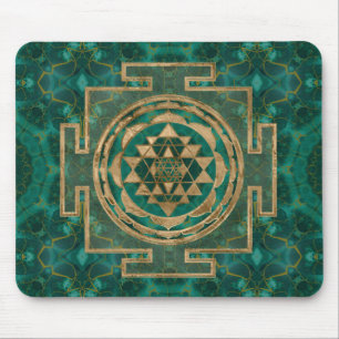 Tapis De Souris Sri Yantra/malachite et or de Sri Chakra