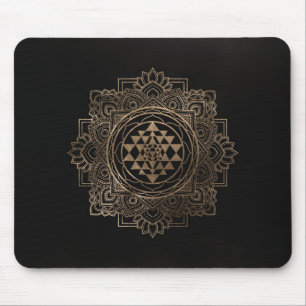 Tapis De Souris Sri Yantra / Sri Chakra en lotus dorés