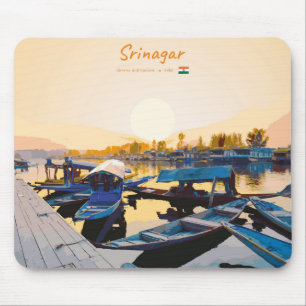 Tapis De Souris Srinagar, Inde - Bateaux Shikara du lac Dal
