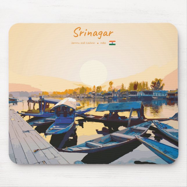 Tapis De Souris Srinagar, Inde - Bateaux Shikara du lac Dal (Devant)
