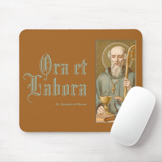 Tapis De Souris St. Benoît de Nursie (JM 07; devise latine) (Avec souris)