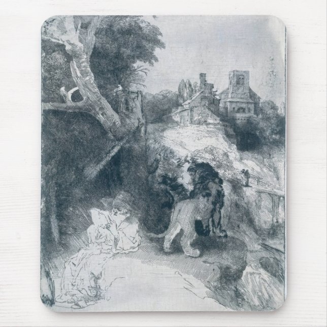 Tapis De Souris St Jérôme Lecture Dans Un Paysage Italien (Devant)