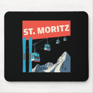 Tapis De Souris St. Moritz Skiing - Retro St. Moritz Ski 