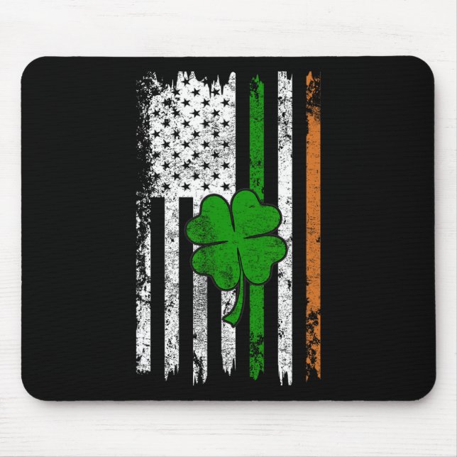 Tapis De Souris St Patrick Day Drapeau irlandais américain Retro S (Devant)