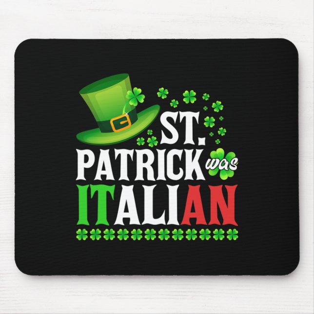 Tapis De Souris St Patrick Était Italien St Patrick's Day Casquett (Devant)